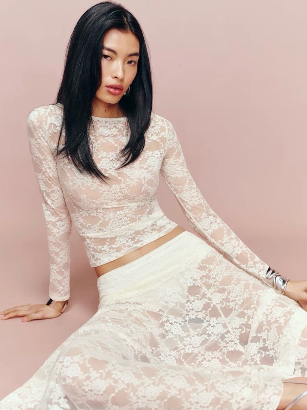 Reformation Adriano Lace Knit Top